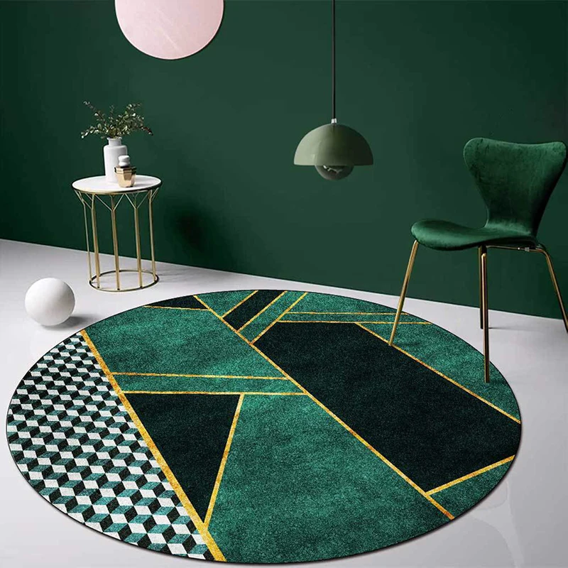 Rug Nordic 3D Mable Abstract Round Carpet Gold Retro washbale rug small rugs and carpets for home living room | Дом и сад
