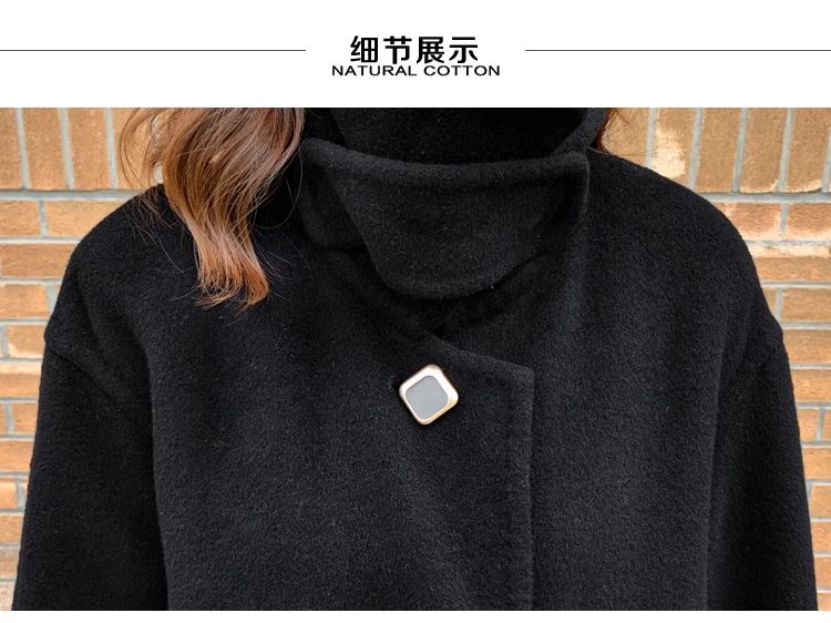 Plus Size Womens Coats Wool Winter Jacket Women Korean womens winter long coats elegant Loose Long Thicken Black Women Coat