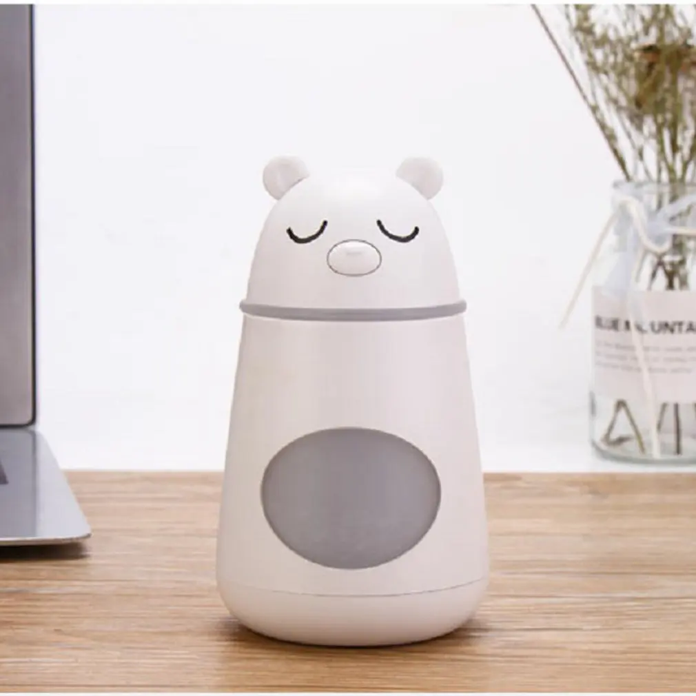 260 мл Mini Bear USB увлажнитель воздуха диффузор очиститель воздуха с распылителем светодиодный светильник 2 в 1 мультяшный увлажнитель воздуха для офиса дома спальни