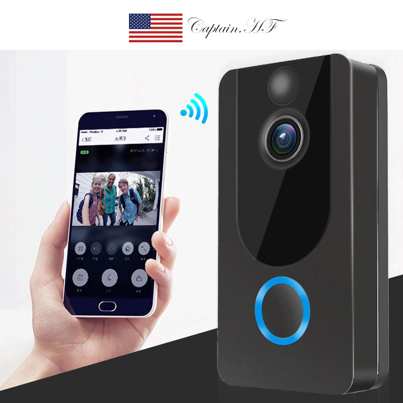 ADC7107-black US Captain HF Дверной звонок с поддержкой WiFi - Цвет: ADC7107-black