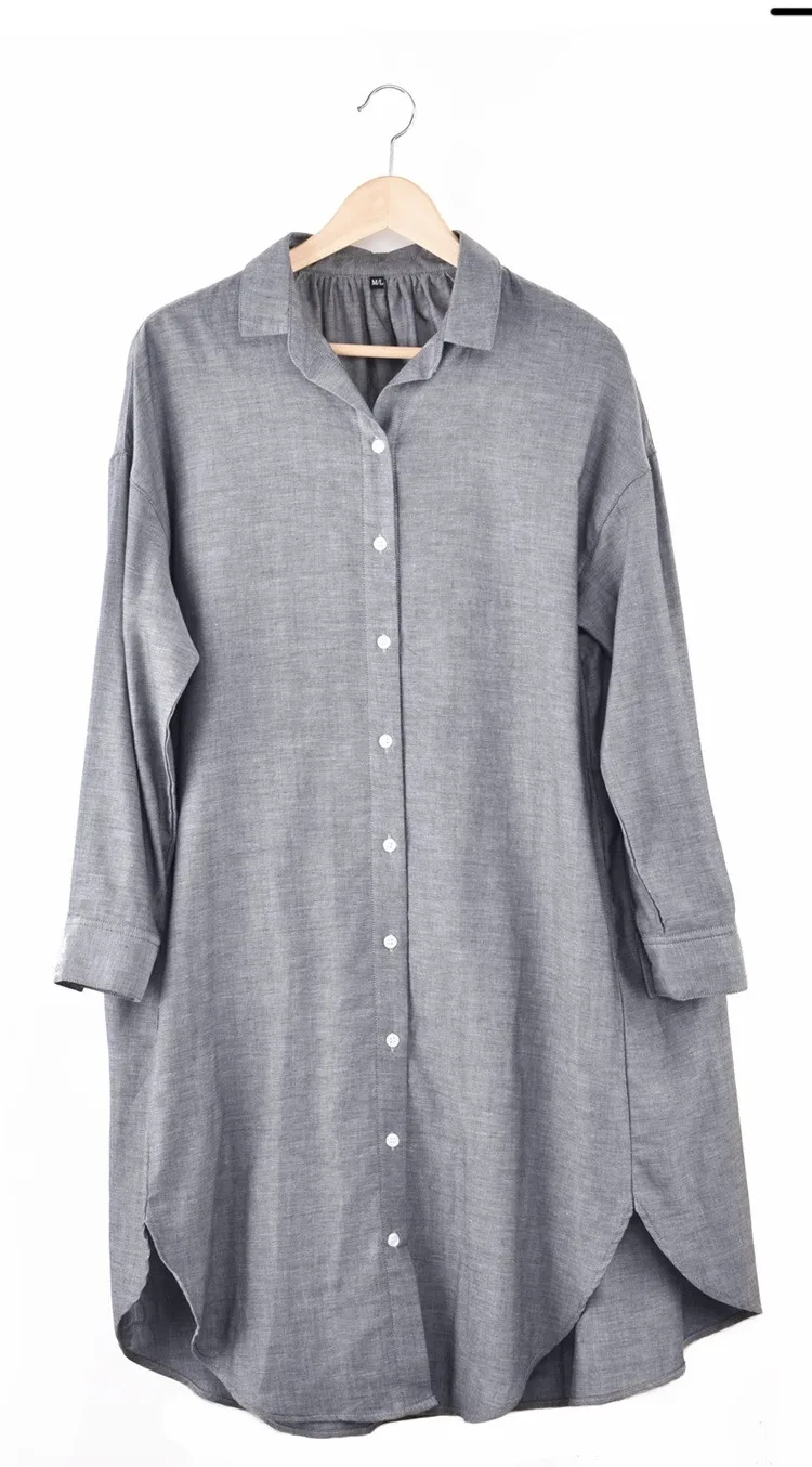 Весенне-осенняя ночная рубашка наивысшего качества, женская простая ночная рубашка, женская ночная рубашка из хлопка, женская ночная рубашка с длинным рукавом