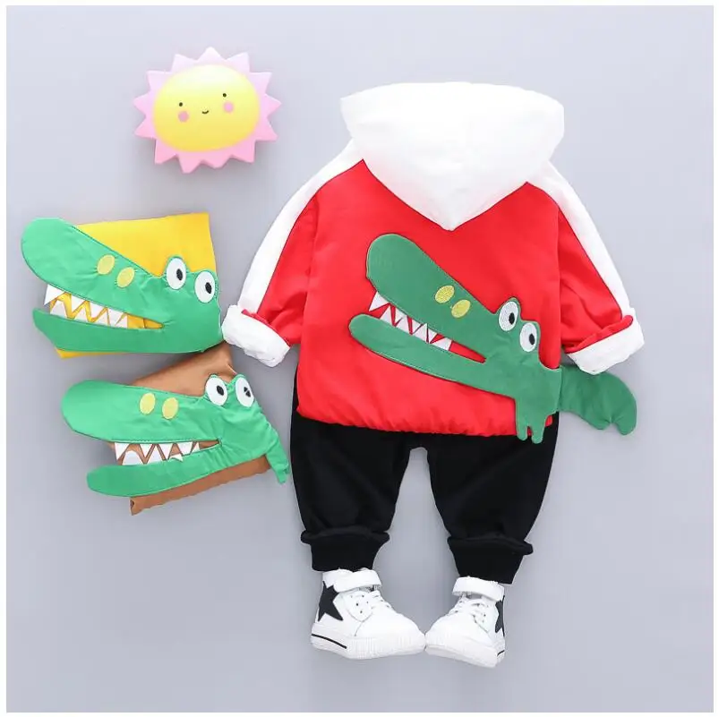Autumn Toddler Boys Clothes Suits Baby Kids Clothing Set Hooded Coat Cartoon t Shirt Pants Sets Infant Children Costume