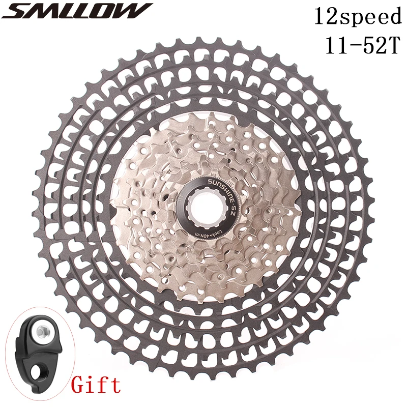 SUNSHINE 12 Скоростей для велосипеда Ультралегкая кассета 11-52T SLR MTB 413g 12 Скоростей 12v k7 горный велосипед CNC Freewheel для HG Hub gx eagle - Цвет: 52T black silver