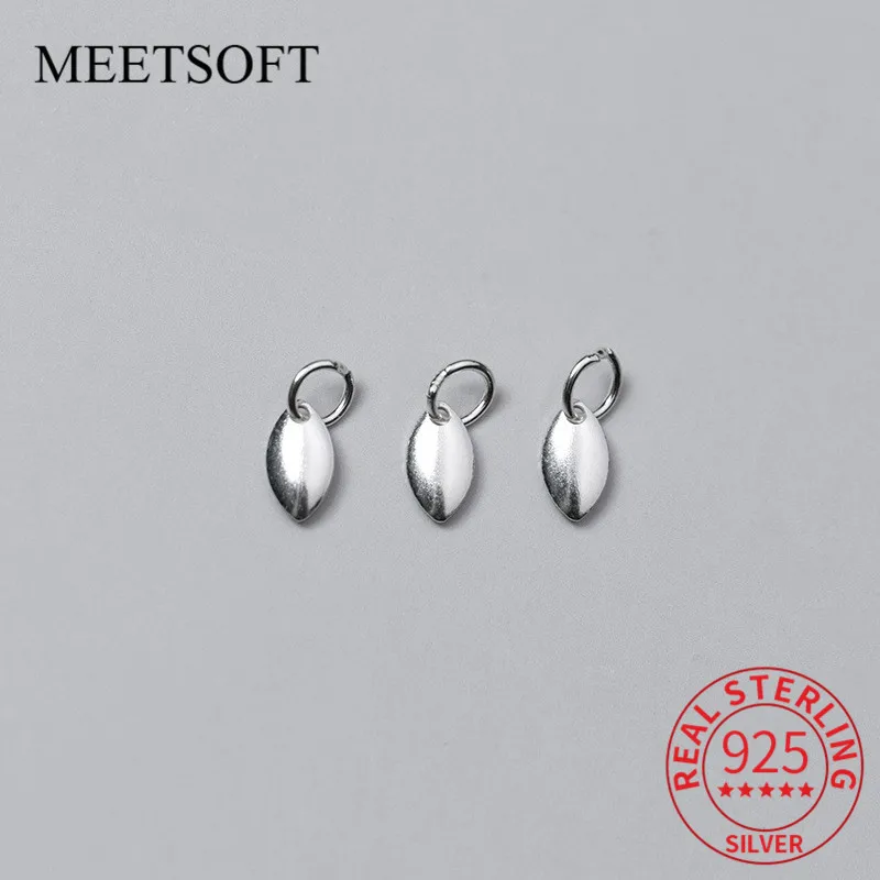 MEETSOFT 5pcs/lot 925 Sterling Silver Geometric Oval Charms Special of DIY Necklace Accessory chic Jewelry Making Findings | Украшения и