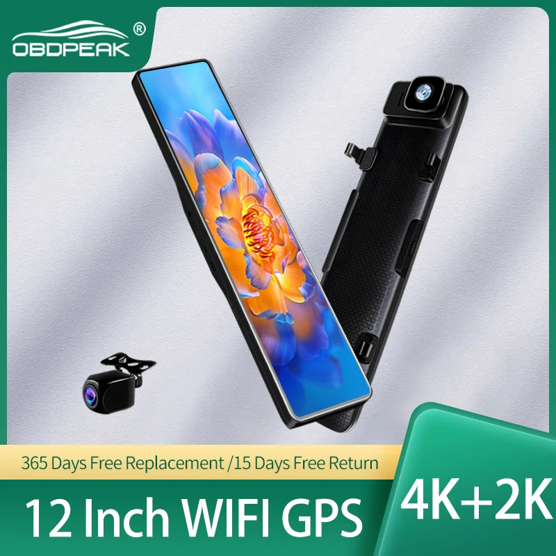 H8 UHD 2160P 4K WIFI Sony IMX415 Car DVR Video Recorder DashCam Rearview Mirror GPS Track Auto Registrar Night Vision 1440P Rear |