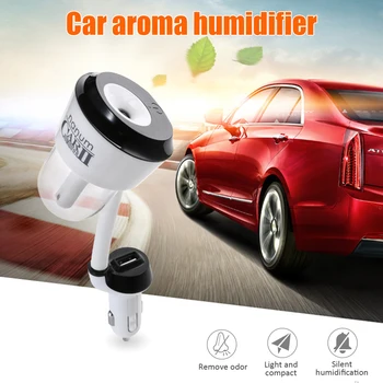 

New 12V Car Steam Humidifier Air Purifier Aroma Oil Diffuser Aromatherapy Car Air Freshener Perfume with Dual Car Charger USB