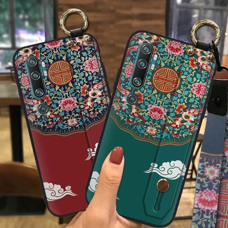 Shockproof Chinese Style Wrist Strap Phone Case For Xiaomi CC9 Pro/Note10/Note 10 Pro Back Cover Fashion Design Holder | Мобильные