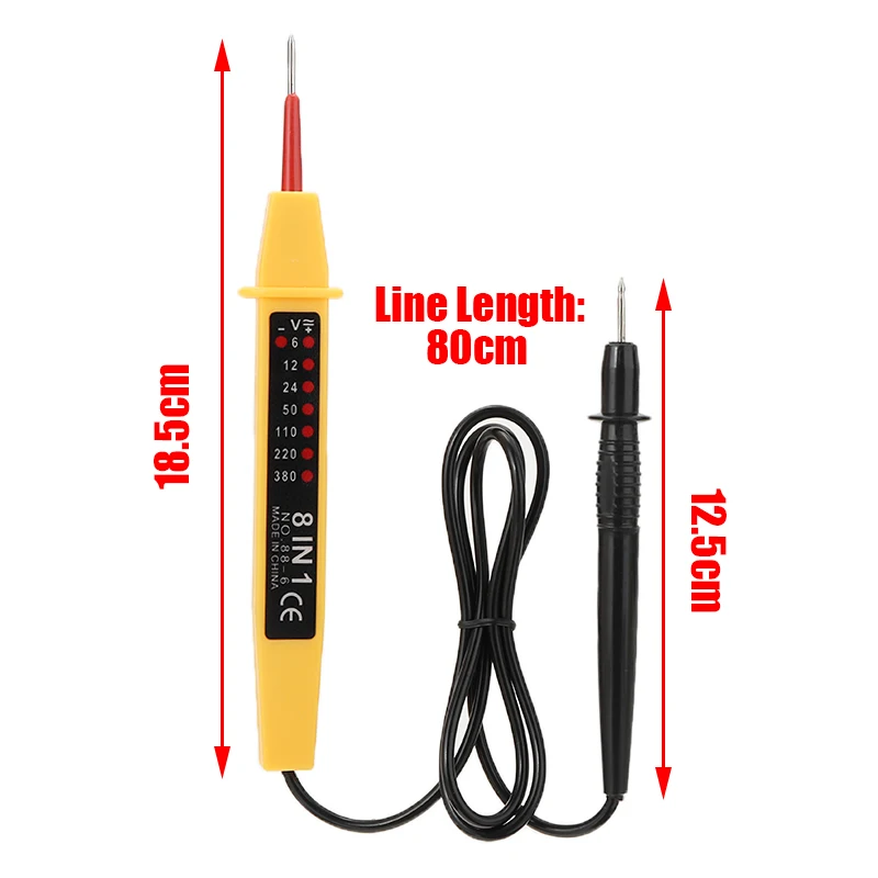 8 In 1 Voltage Detector Tester Pen 760mm 8 Ranges Electrical Trace Faults 6-400V 