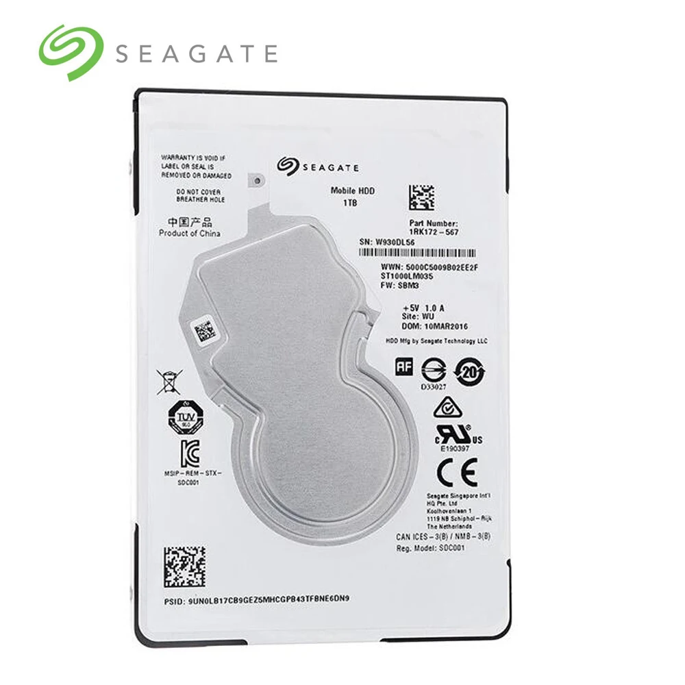 Жесткий диск Seagate для ноутбука 1 ТБ 2 5 дюйма 7 мм 5400 об/мин SATA 6 128 Мб Кэш ST1000LM048| |
