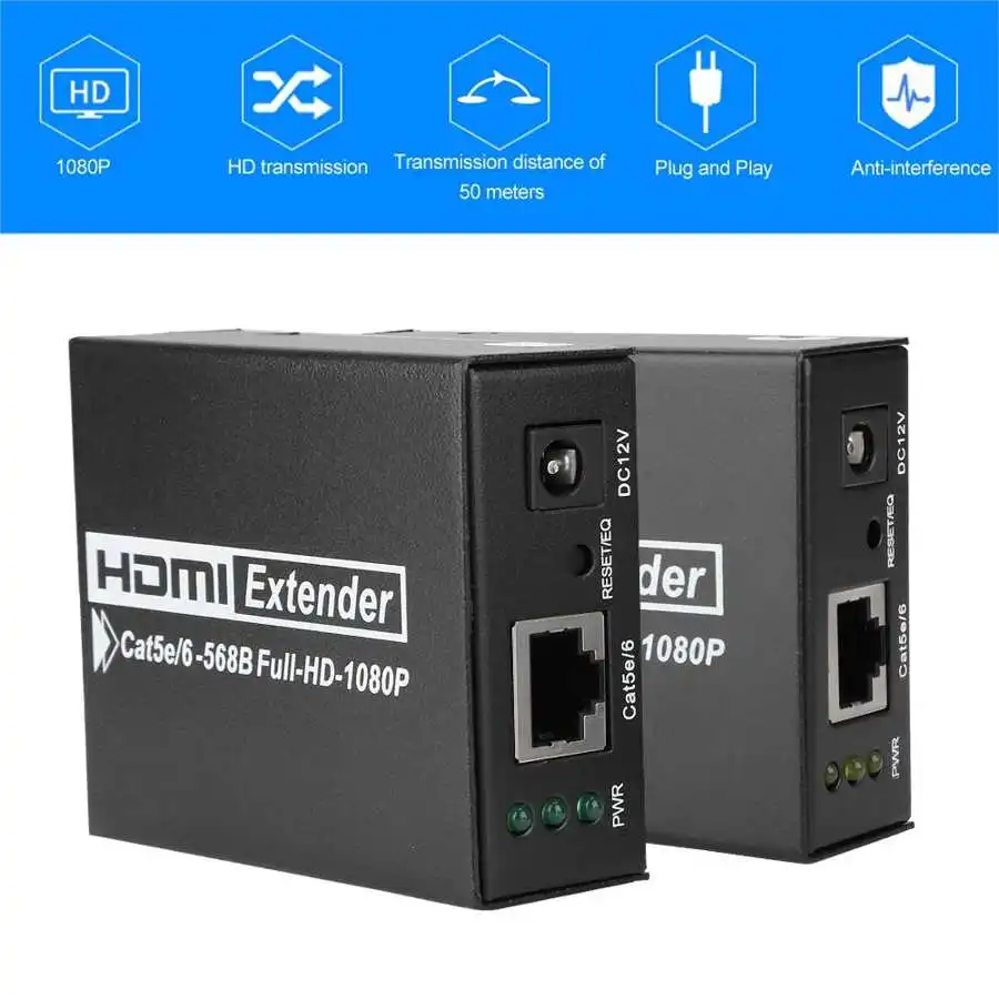 100 240 в 1 пара 50 м HD 1080P HDMI кабель удлинитель для сетевого передатчика Ethernet