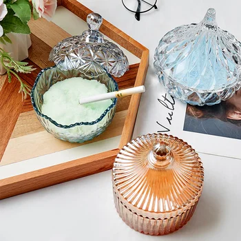 

Ashtray with Lid Glass Creative Crystal Drop Shape Multifunctional Decoration Living Room Office Ashtray Desktop Accessories
