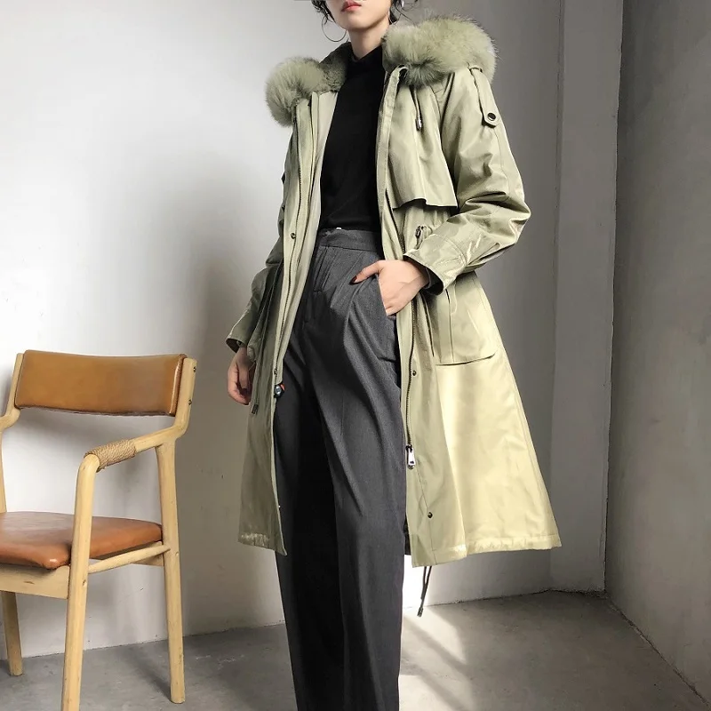 OFTBUY 2020 New Waterproof Real Fur Coat Winter Jacket Women Natural Fox Collar Hood Rabbit Lining Removable Slim | Женская одежда