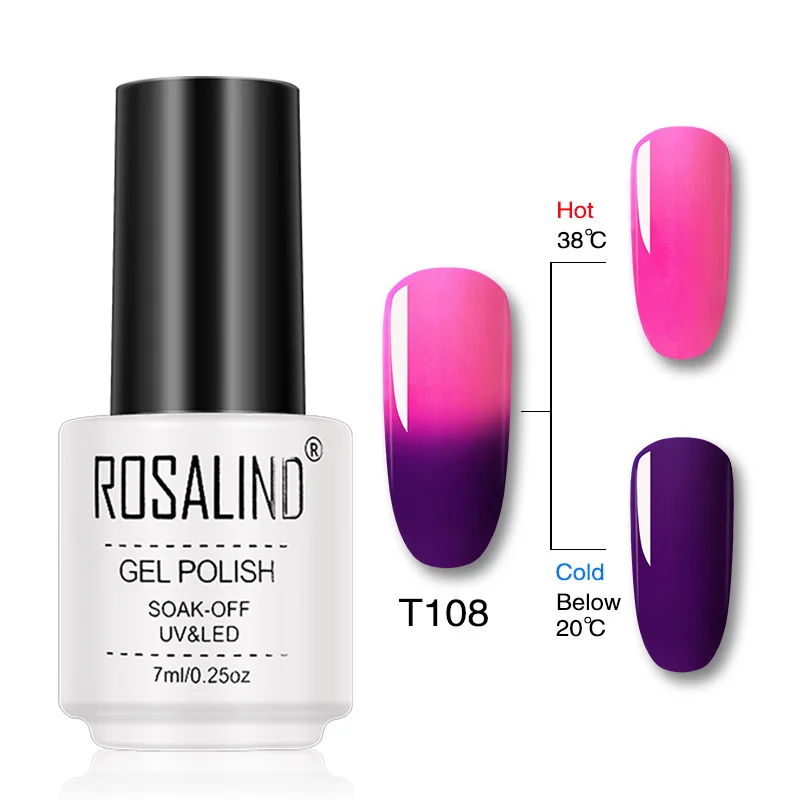 ROSALIND гель Температура Изменение цвета набор гель-лаков для ногтей все для маникюра УФ и светодиодный Лампа гель лак праймер дизайн ногтей - Цвет: RCT108
