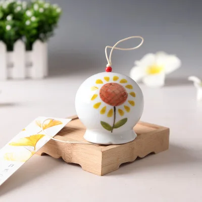 Японский стиль расписанный вручную керамический колокольчик подвесное украшение Креативные украшения для дома колокольчик ветра - Цвет: sunflower 1