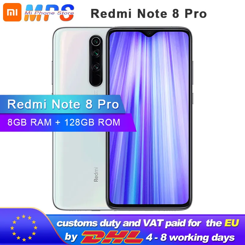 Xiaomi Redmi Note 8 Pro 8 ГБ 128 Гб Смартфон Восьмиядерный MTK Helio G90T 64MP задняя камера 4500 мАч 2040x1080 телефон