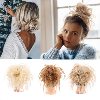 

XUANGUANG elastic chignon hair extension synthetic Scrunchies bun hair Updo donut fake hair wig chinon