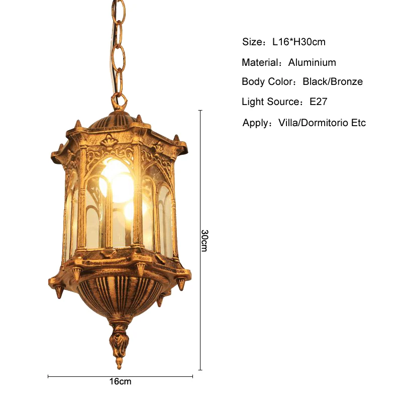 Pendant Lights Pendant Lamp Europe Outdoor Hang Light Retro Garden Balcony Pendant Lamp Hotel Restaurant Decoration Lighting Study Villa Bra Yard Luminaria