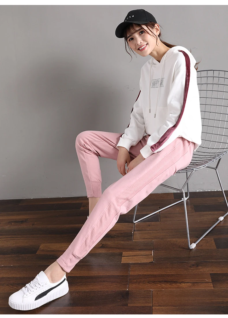Sweatpants For Women Elastic Waist With Drawstring Lady Trousers Streetwear Pantalones De Mujer Pockets Sashes New Ladies Pants