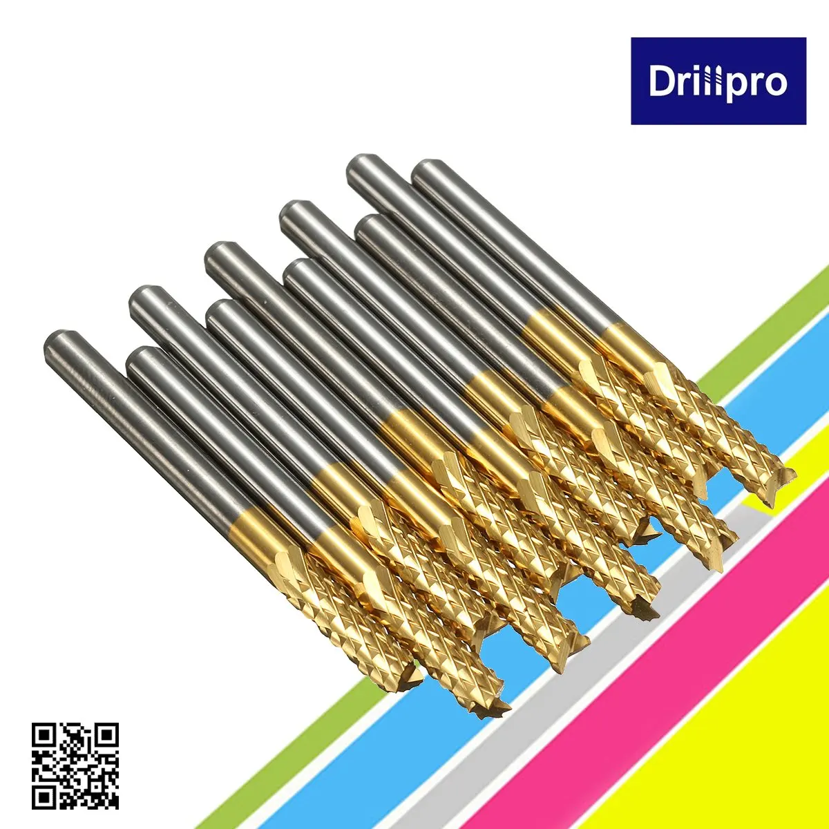 10 шт. Drillpro DB-M6 1/" 3,175 мм с титановым покрытием Карбид Концевая фреза гравировальные биты для ЧПУ роторные заусенцы маршрутизатор PCB Гравировальный Бит