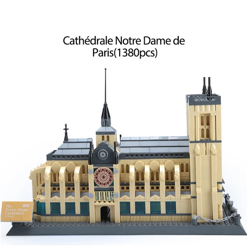 

1380pcs Notre Dame Cathedral Paris Model Building Blocks DIY Landmark Model Wange Architecture Toys With Original Box
