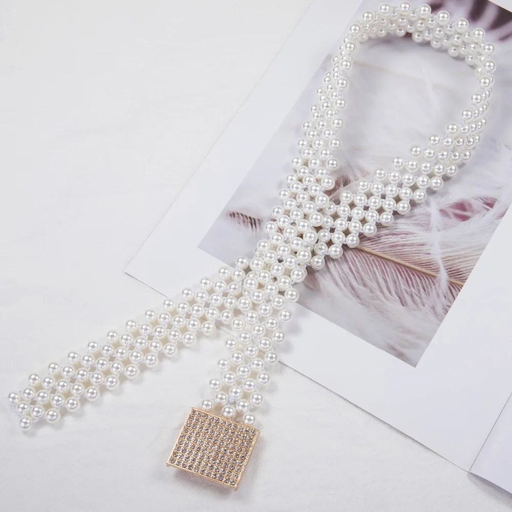 Роскошные женские Стразы пояс Женский яркий невесты широкий bling Кристалл Алмаз талия длинная цепь пояс Стразы пояс с жемчугом