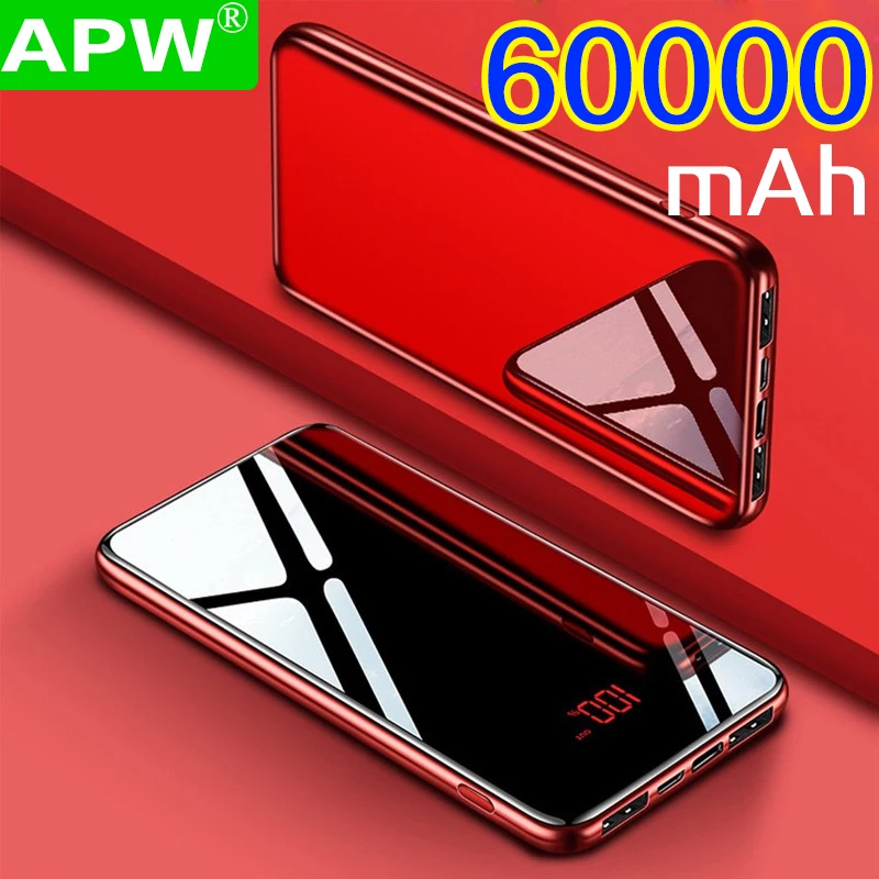 Внешний аккумулятор 60000 мАч для Xiaomi Samsung iPhone Huawei портативное зарядное устройство