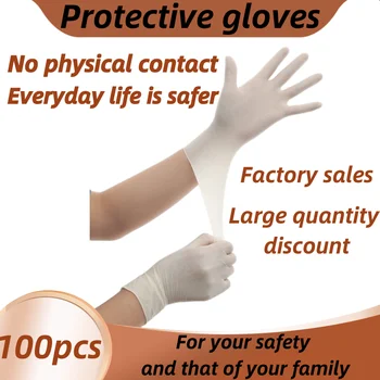 

100Pcs Disposable Latex Gloves Cleaning Work Finger Gloves Latex Protective Home Food For Safety Transparent Gloves