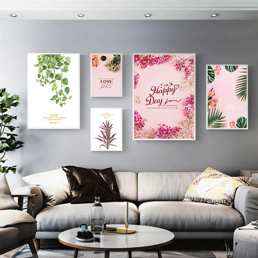 

Colorful Nordic Small Fresh Leaf Painting Prints Minimalist Painting Nursery Picture Canvas Painting For Living Room Home Decor