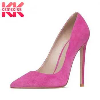 

KemeKiss Western Brand Women Pumps Flock Leather Shallow Shoes Women Office Lady Work Daily Soft Wedding Footwear Size 35-45