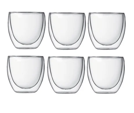 Кофейная кружка новая 6 шт. 80 мл 2,7 унций стеклянная двухслойная термоизолированная стакан для эспрессо, чая кофейная кружка tazas de ceramica creativas