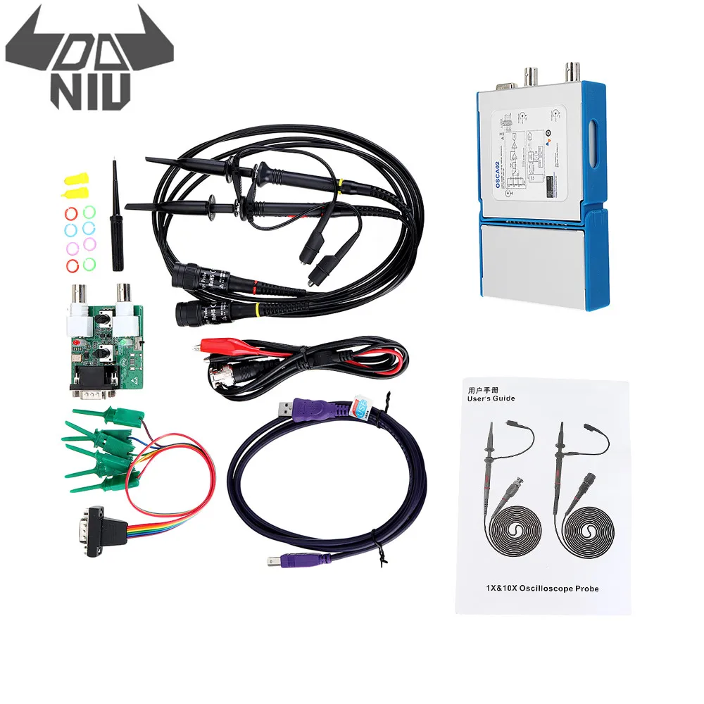 

DANIU OSCA02 Bandwidth 35MHz 2 CH 100M/s USB Oscilloscope Sampling Rate Hand-held Portable USB PC Virtual Digital Oscilloscope