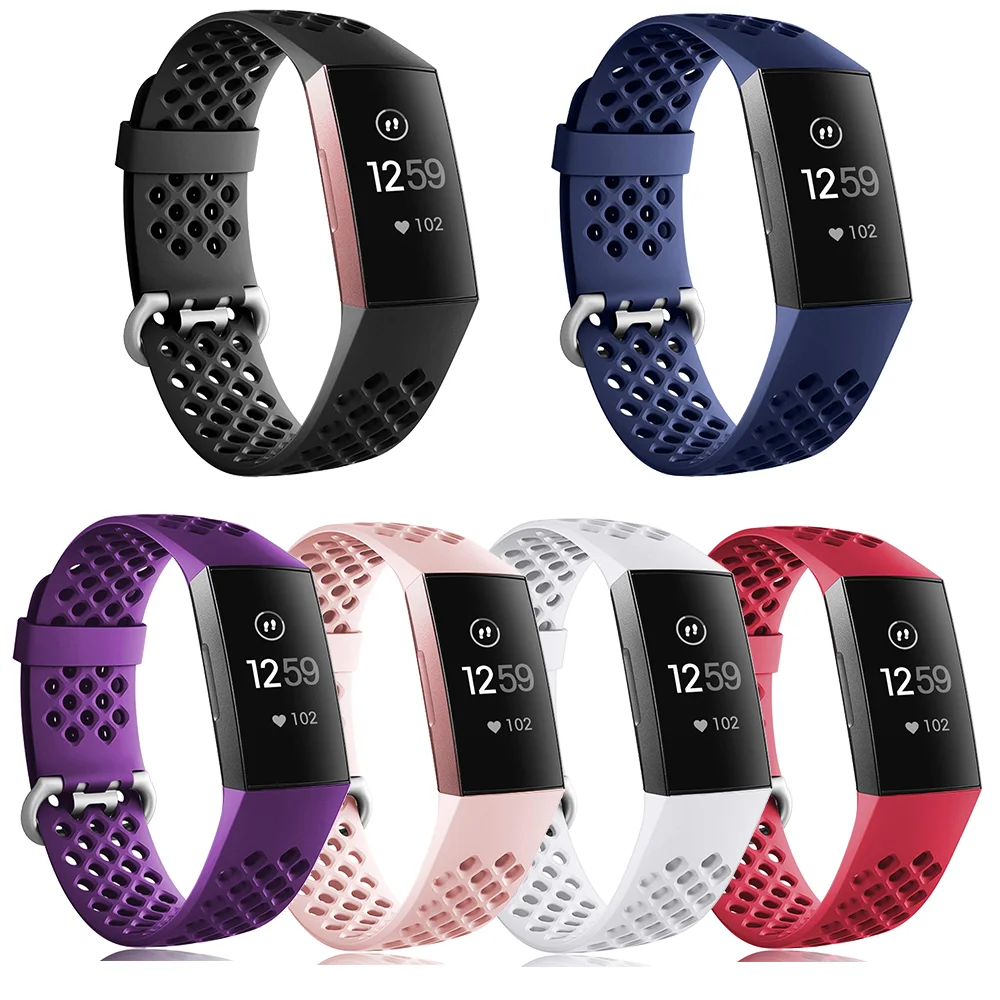 Силиконовый ремешок для Fitbit Charge 3 спортивный ремешок для часов дышащий браслет для Fitbit Charge 3 разных цветов маленький большой