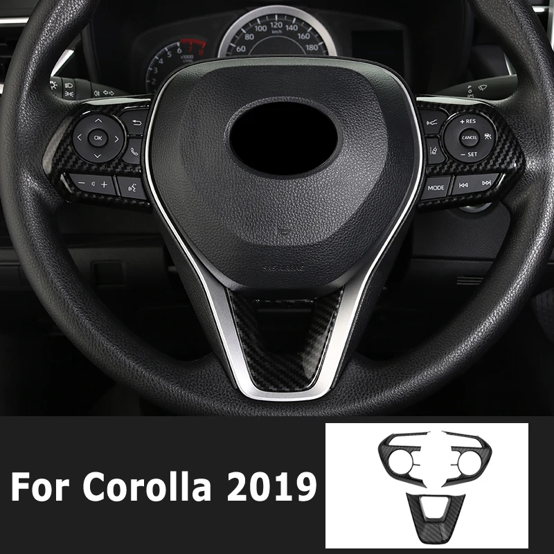 ABS углеродное волокно для Toyota Corolla E210 аксессуары для руля Кнопка рамка крышка Накладка наклейка для автомобиля Стайлинг 3 шт