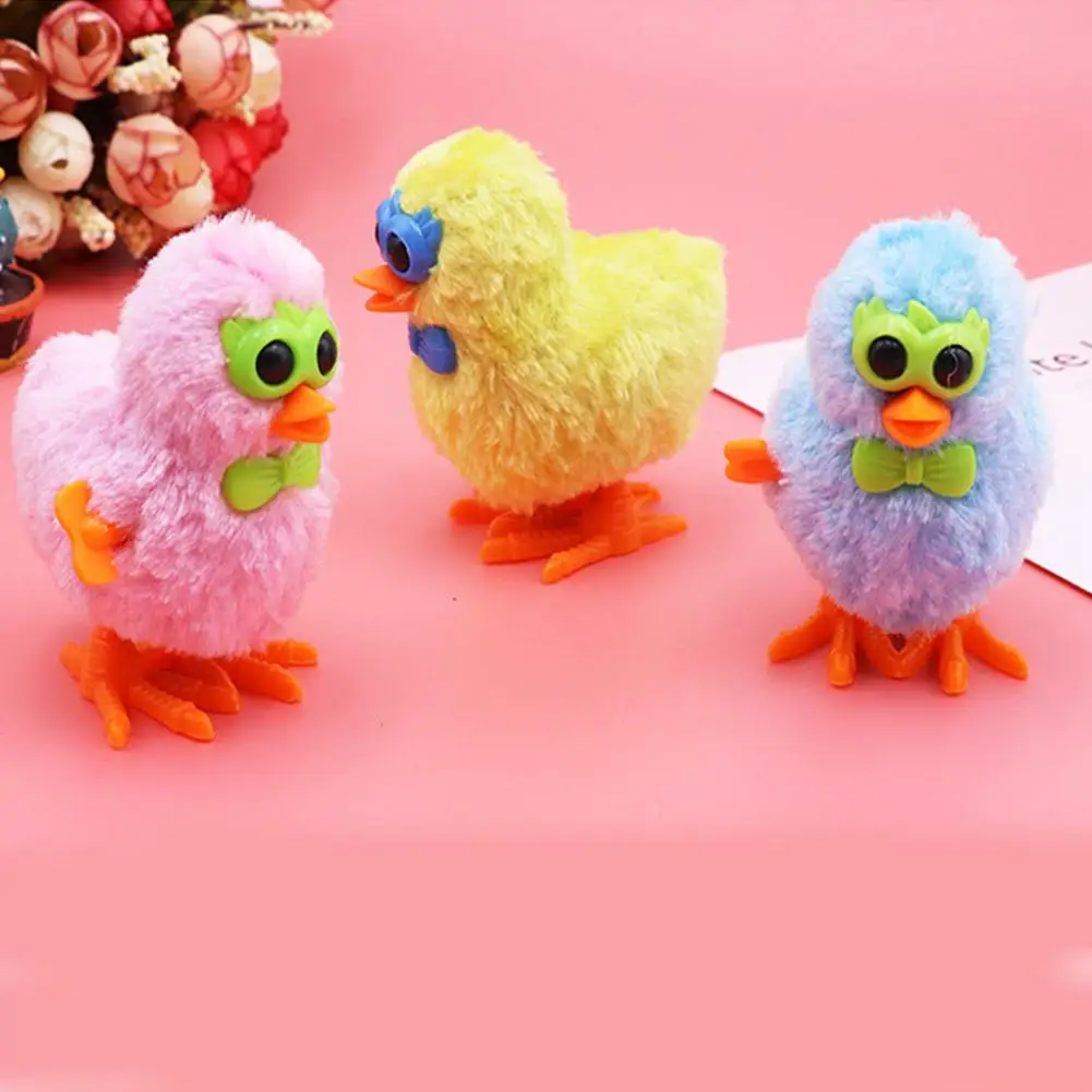 1Pcs Cute Cartoon Plush Glasses Chick Clockwork Wind up Doll Interactive Kids Children Classic Toy Birthday Gifts