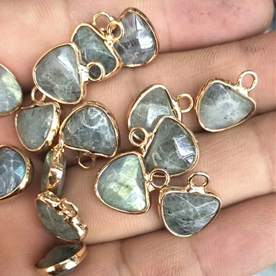 

8pcs heart shape nature labradonite stone pendants size 12mm women's bracelets making jewelry accessories lovely pendants