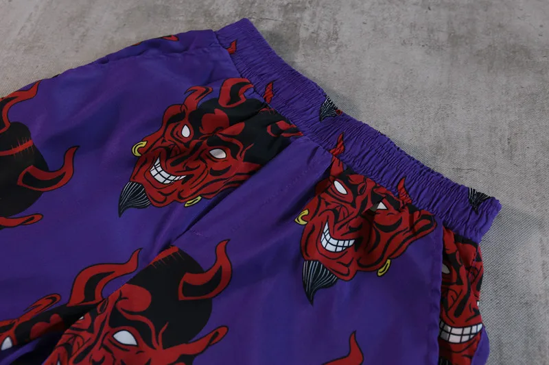 April MOMO Men Pants Printed Elastic Waist Beach Shorts Men Summer Men's Shorts Pink Purple