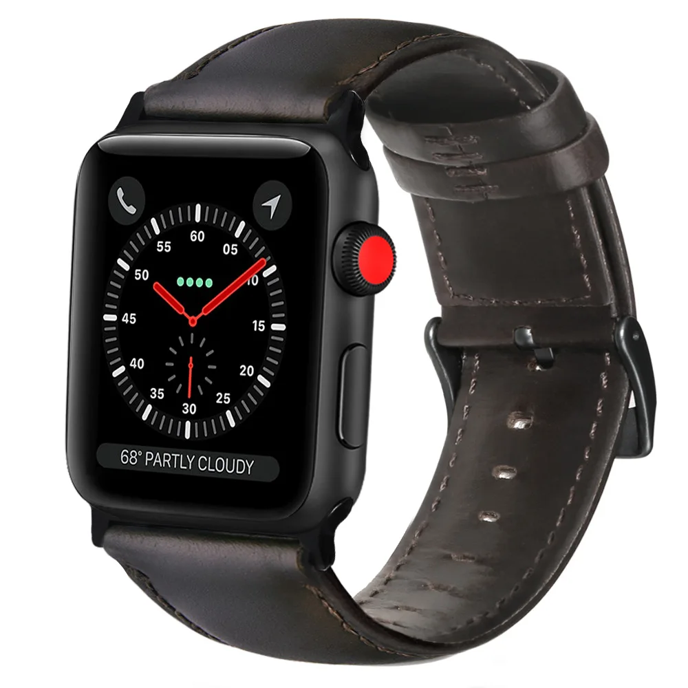 Ремешок с узором Crazy Horse для apple watch 38 мм 42 мм iwatch 4 5 3 2 1, браслет 40 мм 44 мм, ремешок из натуральной кожи, Новинка - Цвет ремешка: Red Brown