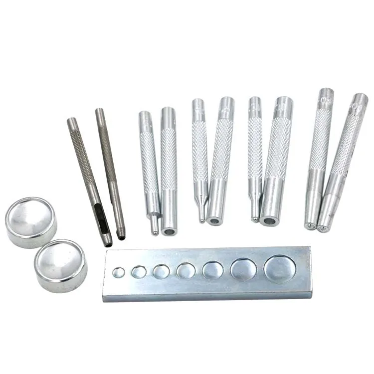 13PCS/set Metal Craft Tool Die Leather Hole Punch Snap Fastener Installation Kit Rivet Setter Base Set For DIY Leathercraft