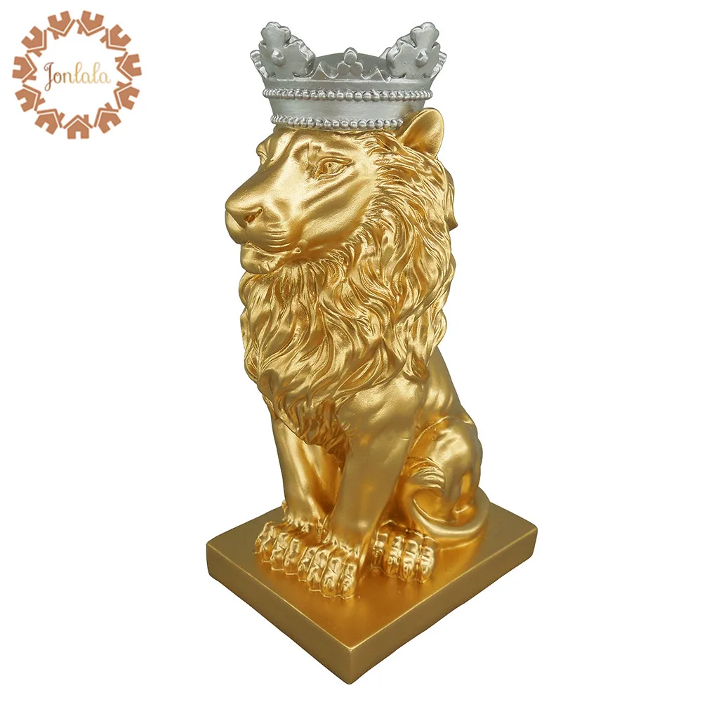 34 cm High Gold Lion Resin Ornaments Home Decoration Accessories