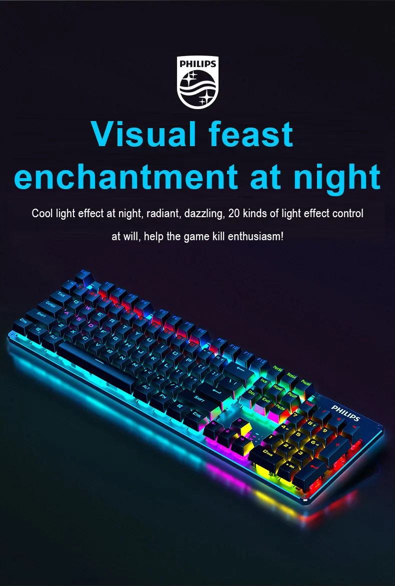 Mechanical Keyboard high Performance Gaming Keyboard Multi Color LED Backlight USB Wired for Office Work and PC gaming