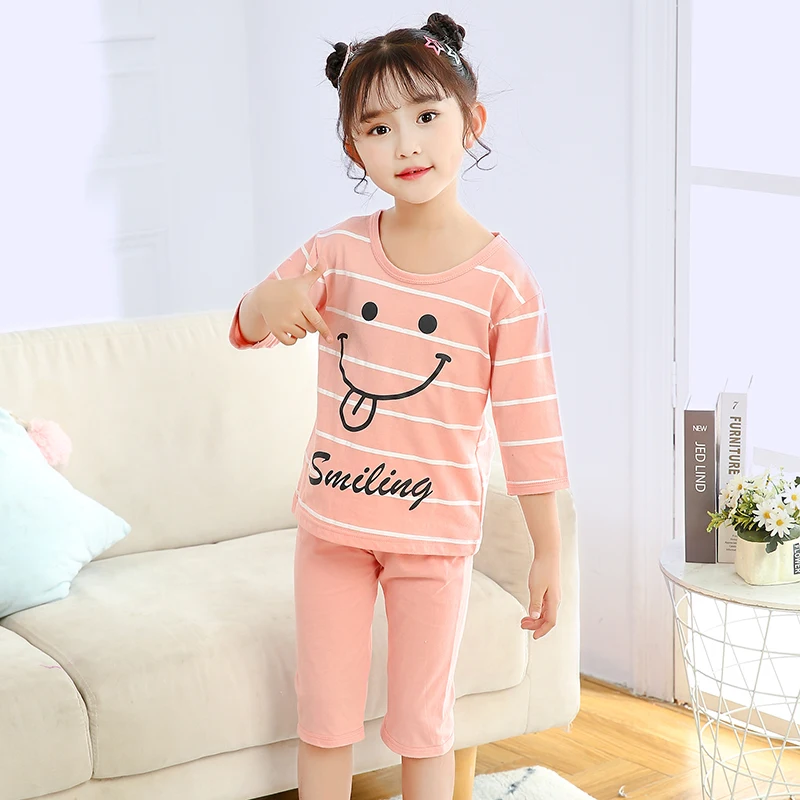 Summer Cow Pajama Sets Girl Pajamas Teenage Boys Sets Totoro Pajamas for 2-12T Teens Cotton Sleepwear Children Animals Pijamas