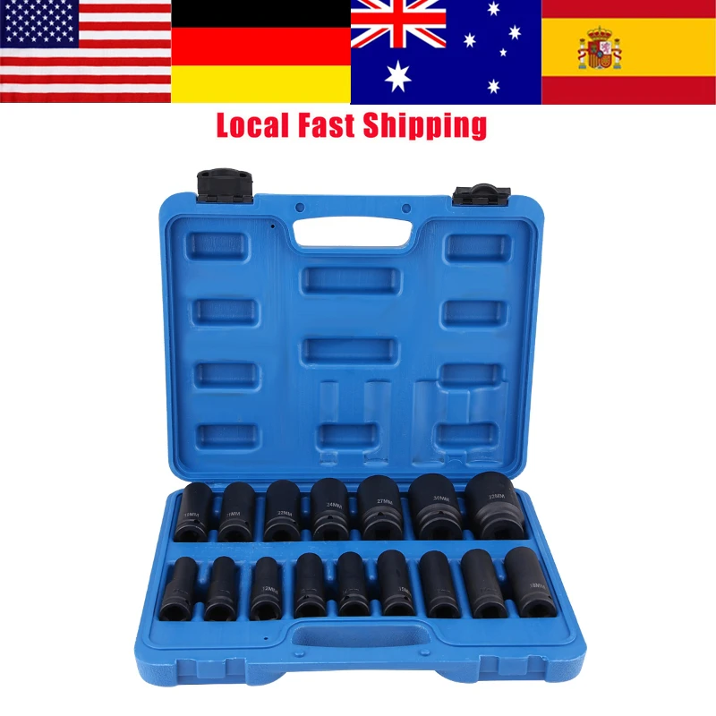 16Pcs 10 32mm 1/2in Drive Air Hex Bit Socket Set Car Repair Tool Kit Ratchet Wrench Adapter Converter Reducer Air Impact Socket|Sockets| - AliExpress
