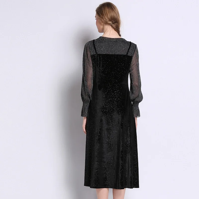 

Spring Korean 2020 Dress Women Retro Velvet Plus Size Dress Elegant Party Long Sleeve Dresses Vestido Vintage KJ2000 es