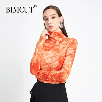 

Original design Women T Shirt High Neck Slim Glitter Elegant T Shirt Women Clothes Long Sleeve Shirts Office Ladies Femme Tops