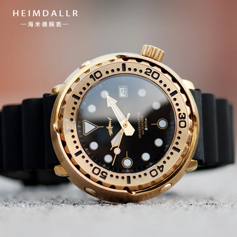 Heimdallr Men's Bronze Dive Watch Sapphire Crystal Luminous Marks 20ATM Water Resistance Japan NH35A Automatic Movement Watches