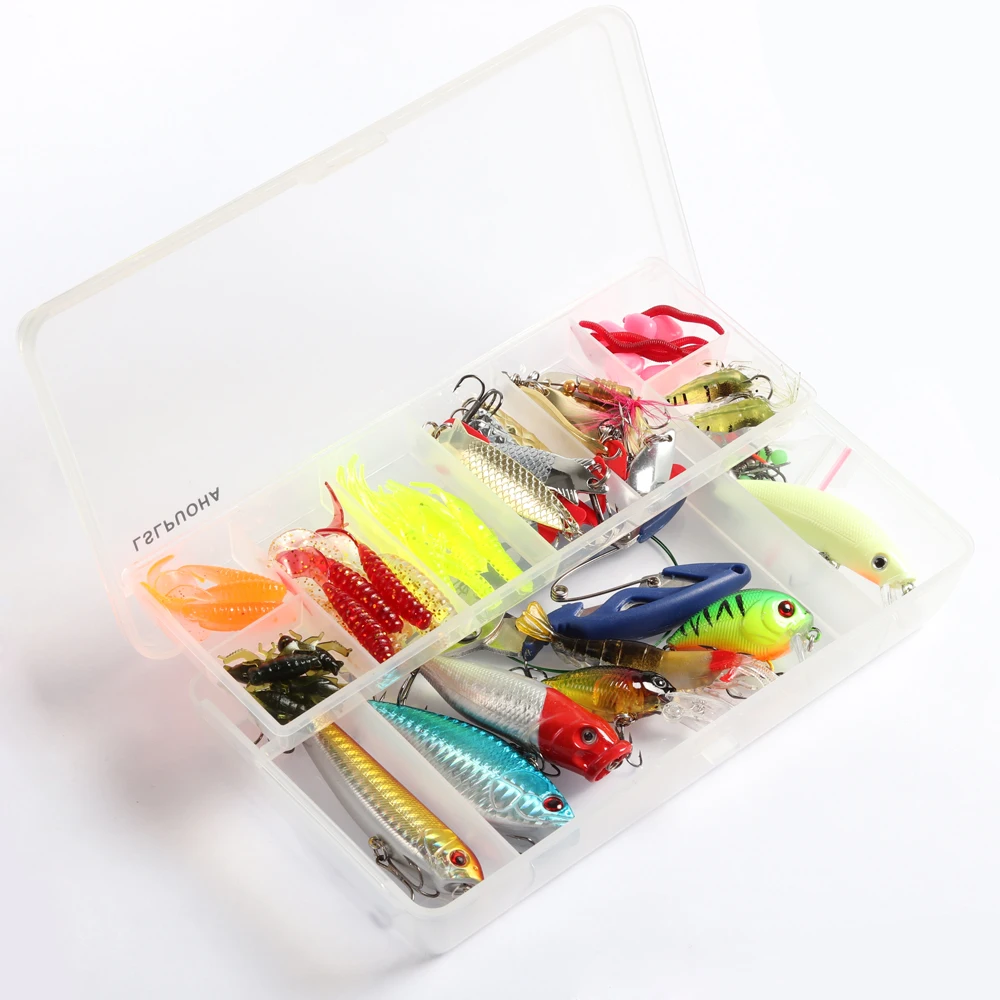 50 Piece Bass Fishing Worm Kit In Plastic Case  GREAT MIXED LOT