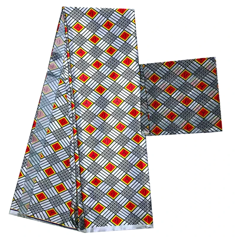 В нигерийском стиле Анкара ткань хлопок шелковые принты ткань Анкара Атлас воск высокое качество африканская кружевная ткань для вечерние платье - Цвет: MJ851012s1