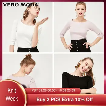 

Vero Moda Women's 3/4 Sleeves Wavy Lace Stretch Slim Knitwear Top | 319424520