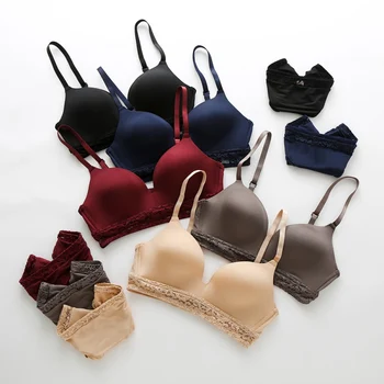 

Women Frilly Crop Tops Lace Bralette Wire-Free Bikini Unlined Bra Sexy Underwear