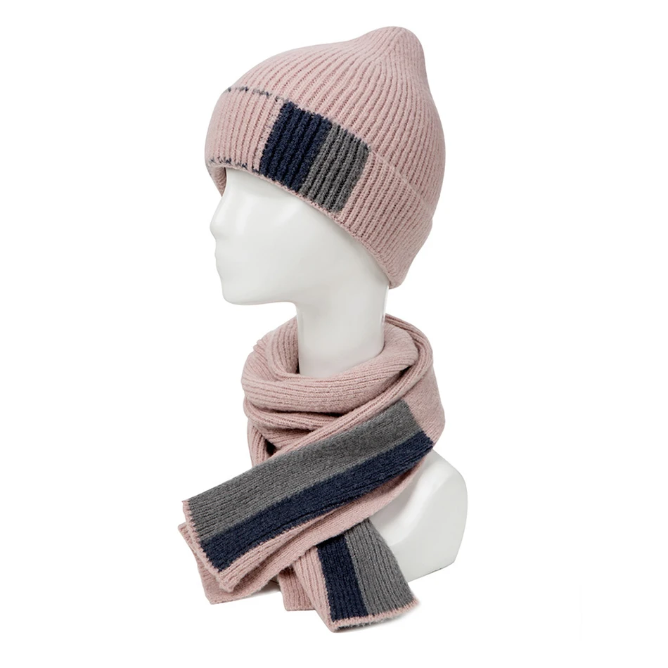 Женский Зимний вязаный шарф, набор, шарф бини, шапка, легкие шарфы, кашемировые теплые шапки, шарфы для детей и мужчин